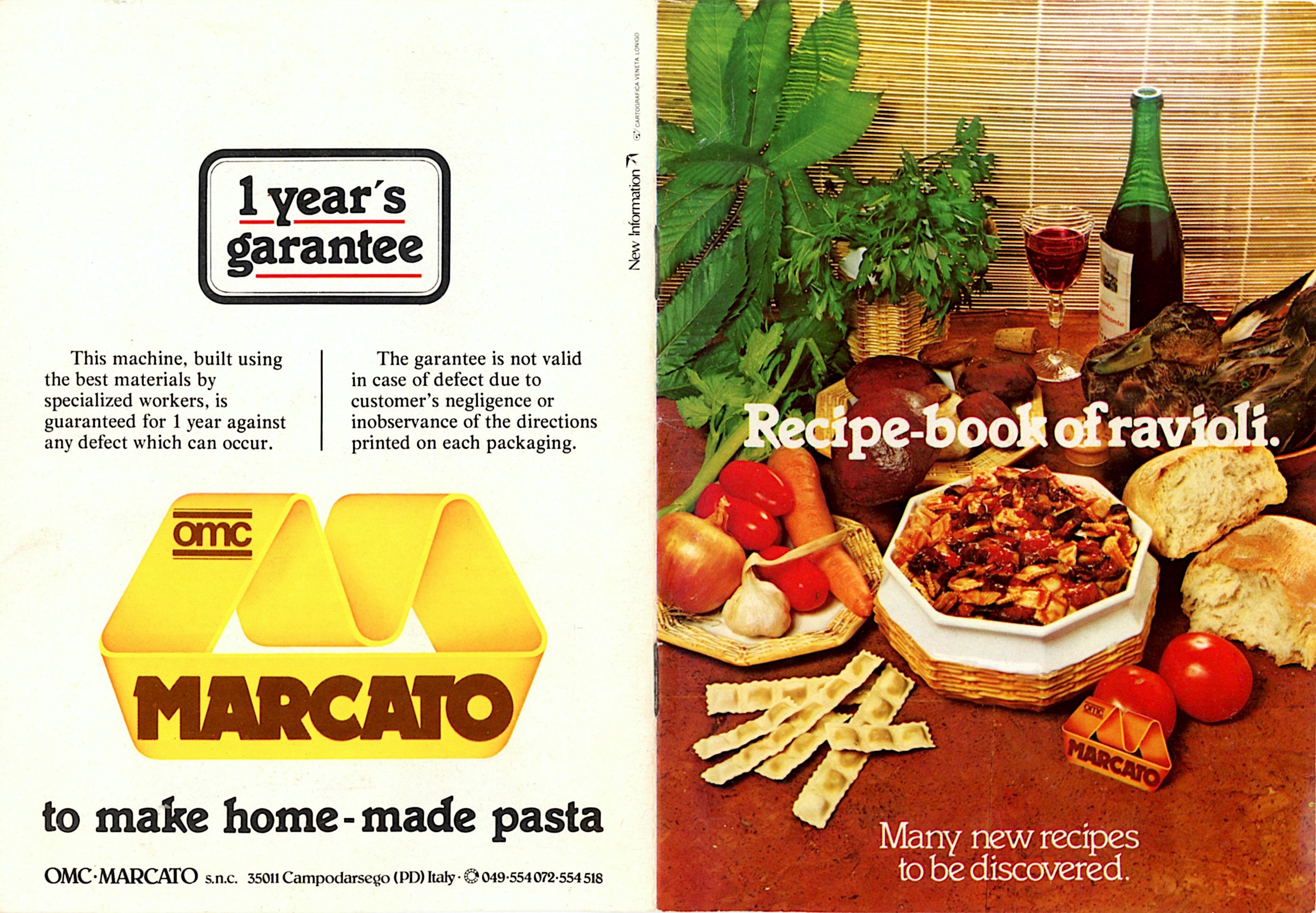 1983 Marcato Atlas Pasta Maker Pasta and Ravioli Recipes Instant