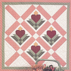 1992 Heart Blossom Quilt Design Quilt Pattern Instant Download PDF Digital Booklet Spring Flower Quilt Design Wedding Quilt FolkArt Epattern