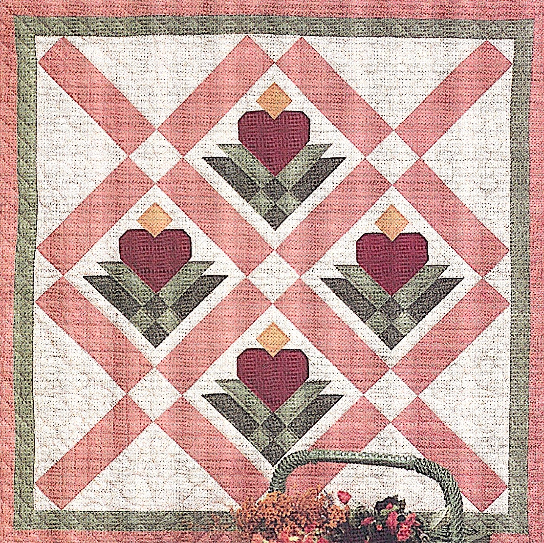 1992 Heart Blossom Quilt Design Quilt Pattern Instant Download PDF