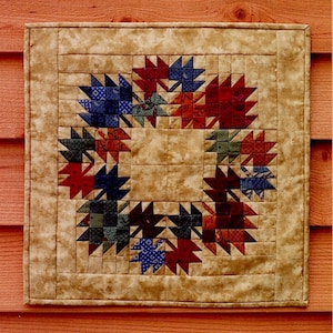 Fall Wreath Quilt Wallhanging Design Quilt Pattern Instant Download PDF Digital Booklet Foundation Pieced/Paper Pieced Autumn Leaf E-pattern