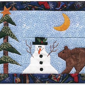 Frosty Friends snögubbe bordsmatta / vägghängande quiltdesignmönster direkt nedladdning digital PDF grunddelad / pappersdelad e-mönster