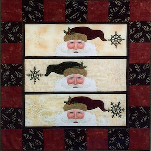 My Three Santas Christmas Quilt Wallhanging Pattern Instant Download PDF Digital Booklet / Holiday Quilt Fusible Appliqué Quilting Pattern