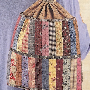 Kimie&#39;s Quilts Drawstring Backpack Indygo Junction IJK111 Pattern Instant Download Digital Booklet Beginner Sewing Project Folk Art Epattern
