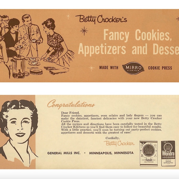 1960s Mirro Betty Crocker Fancy Cookies Appetizers and Desserts 14 Recipe Booklet Instant PDF DOWNLOAD Baking