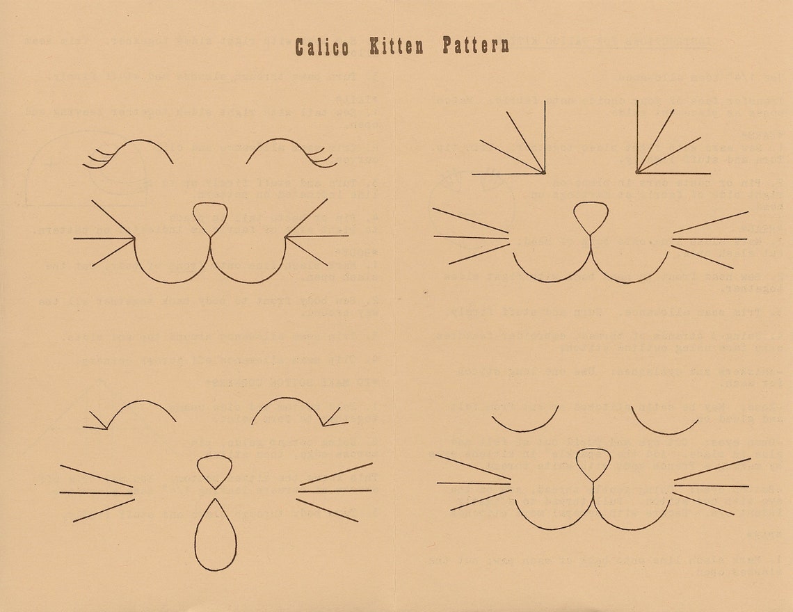 Calico Kitten Pattern Instant Download Digital Booklet Folk Art Doll E ...