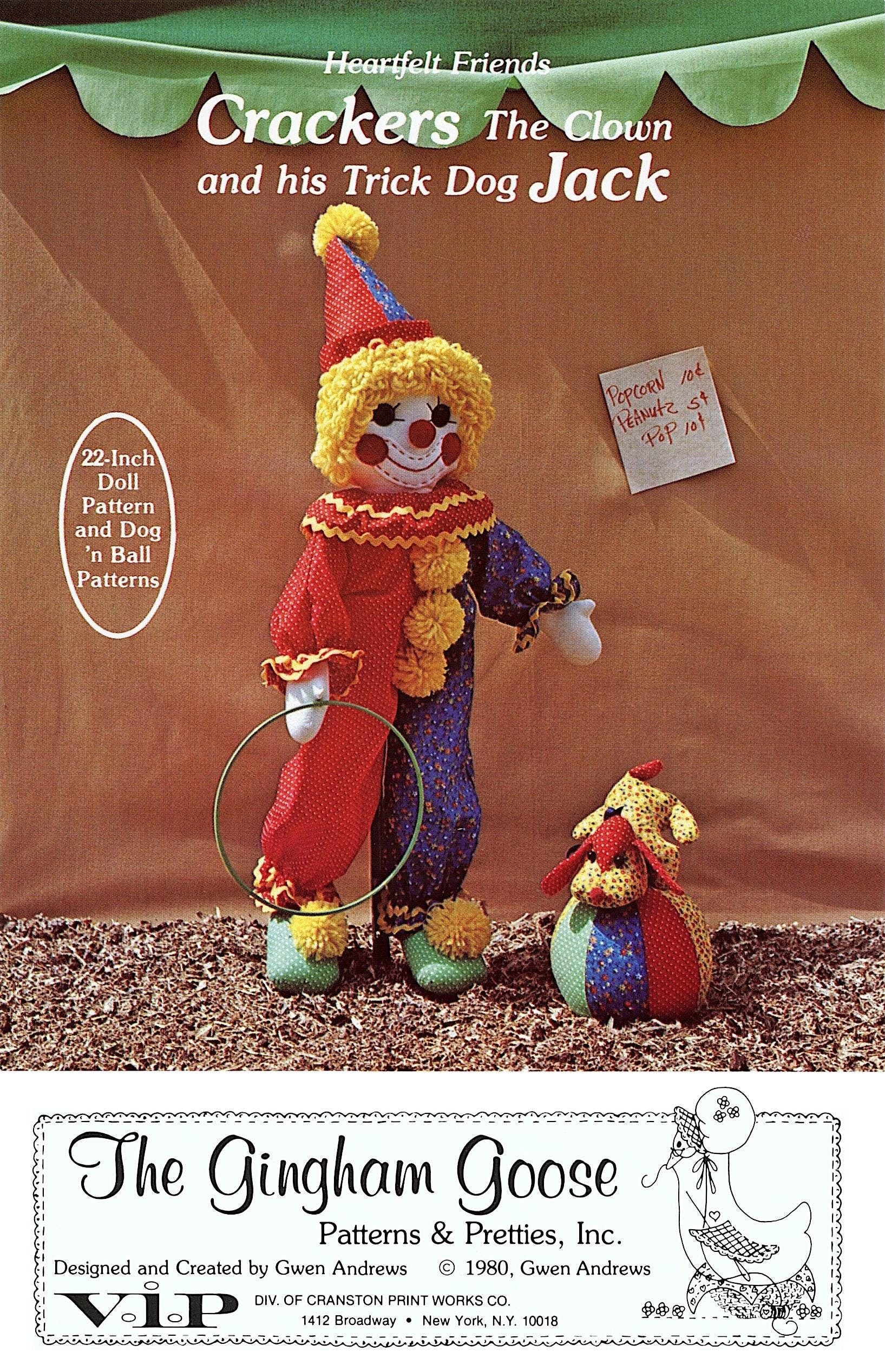 1980 Crackers the Clown and His Trick Dog Jack Gingham Goose Dolls