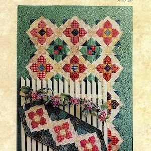 1999 Radish Roses Quilt E-Pattern Table Runner & Lap Quilt/Wallhanging Quilt In A Day Design Pattern Instant Download PDF Digital Booklet