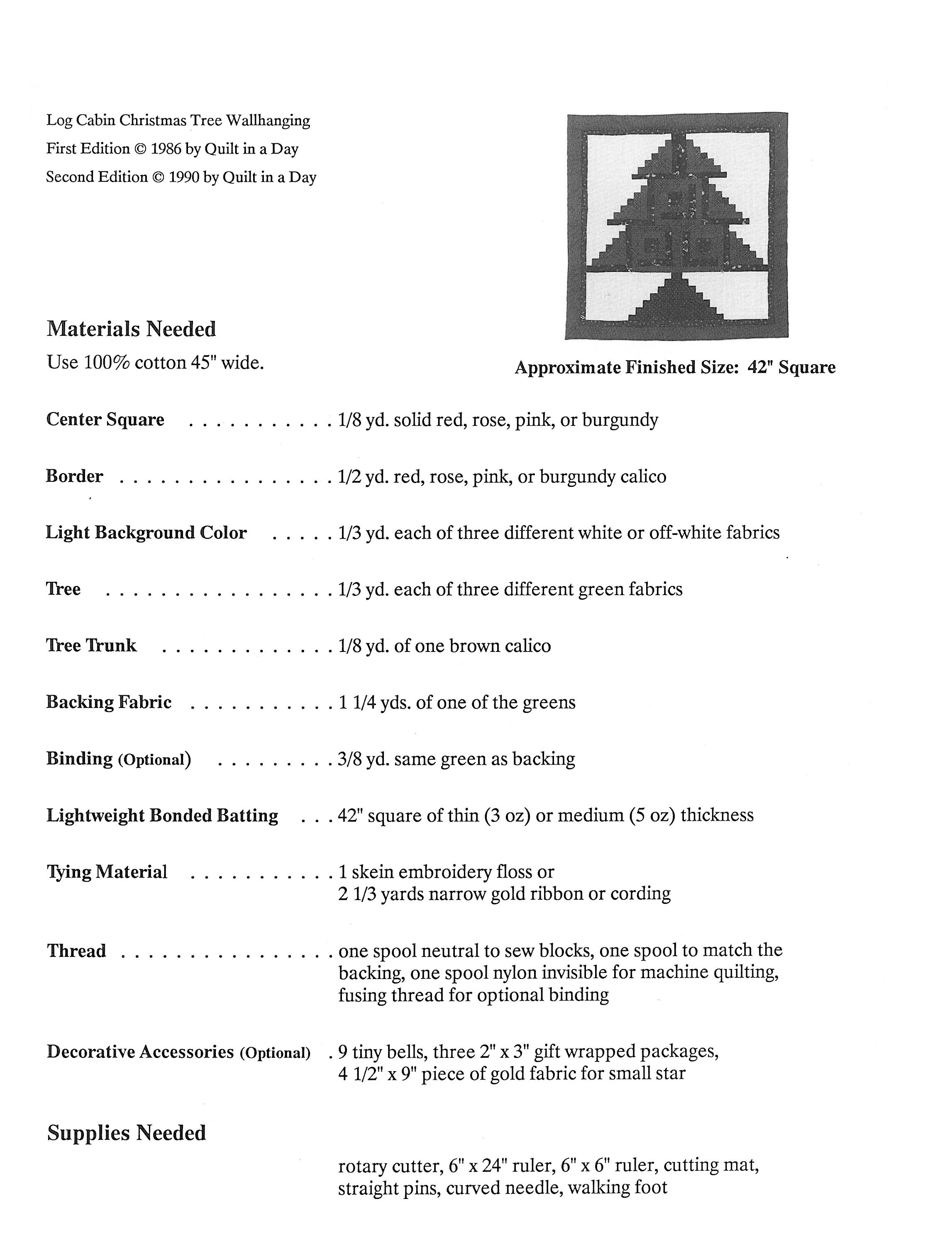 Log Cabin Christmas Tree Quilt Wallhanging Quilt in A Day Design Quilt ...