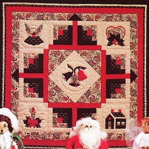 1992 Danish Yuletide Log Cabin Appliqué Quilt In A Day Design Quilt Pattern Instant Download PDF Holiday Quilt Christmas Quilting E-Pattern