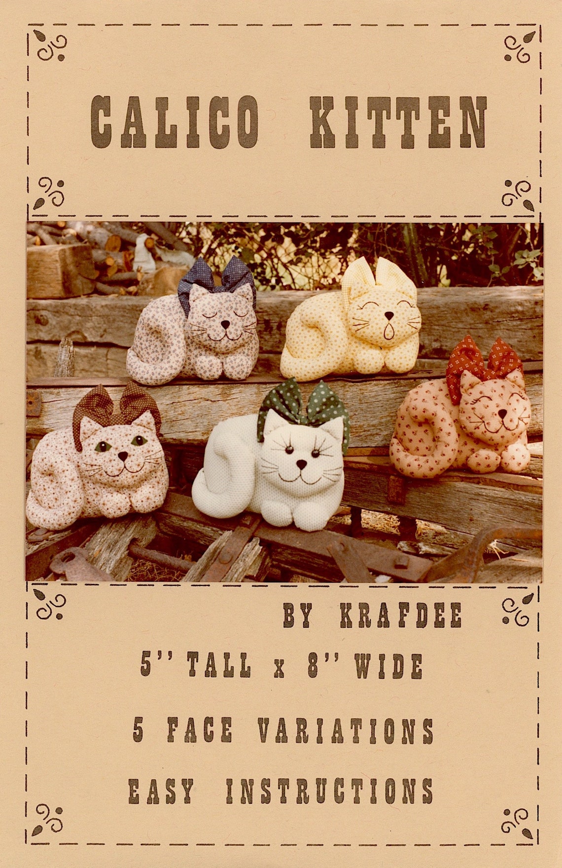 Calico Kitten Pattern Instant Download Digital Booklet Folk Art Doll E ...