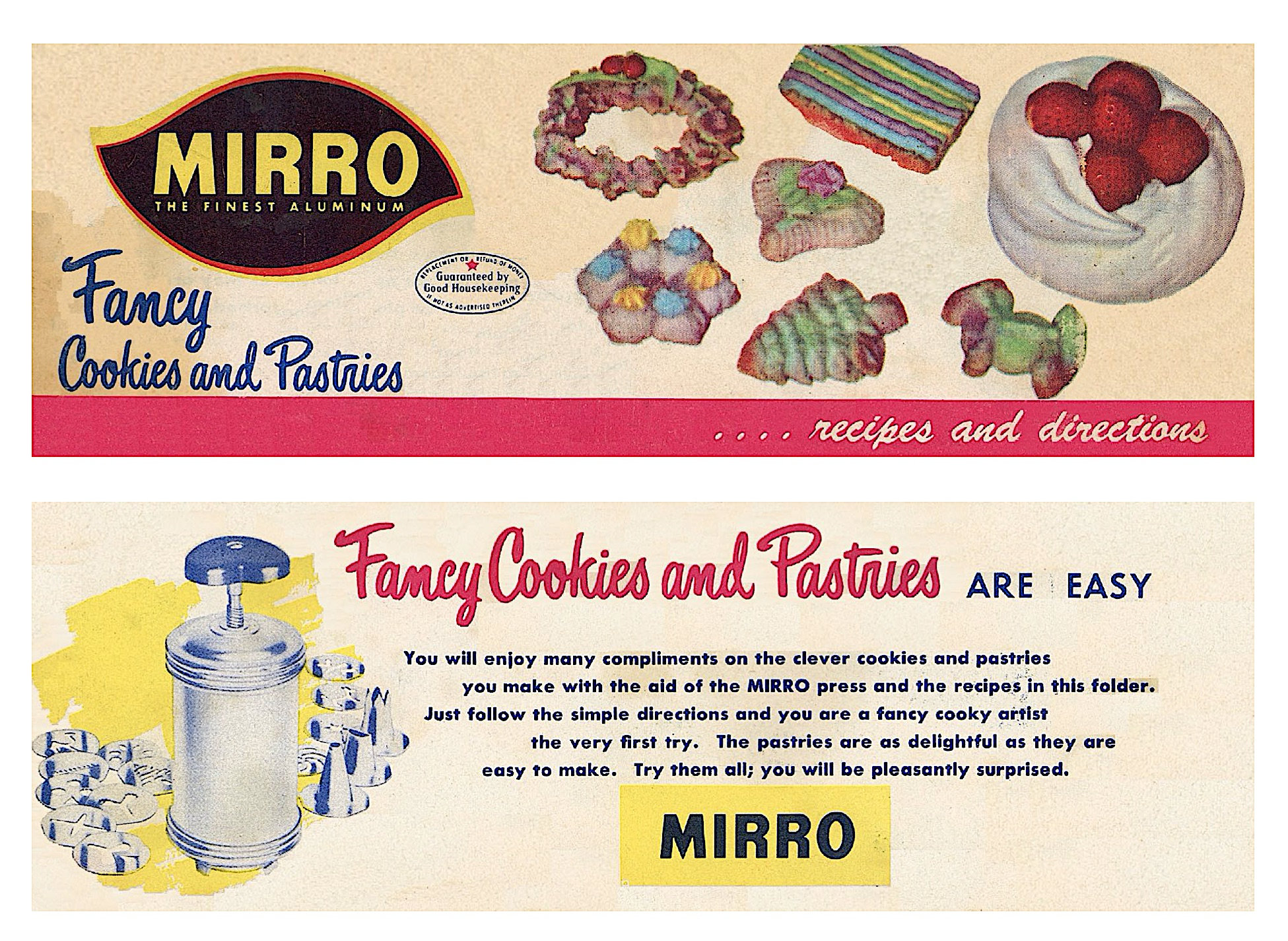 1950s Mirro Fancy Cookies And Pastries 28 Recipe Booklet Instant PDF DOWNLOAD Baking