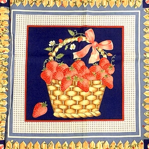 1990s Strawberry Basket Quilt Blocks Quilting Fabric Cotton Fabric Picket Fence Quilting Fabric Blocks
