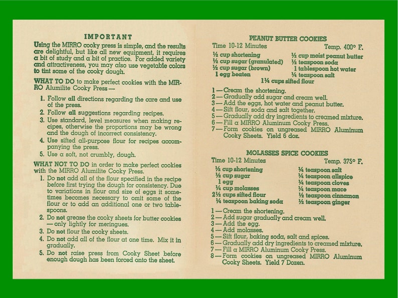 Mirro de la década de 1940 Cómo hacer galletas elegantes 8 Folleto de recetas Instant PDF DESCARGAR Hornear imagen 2