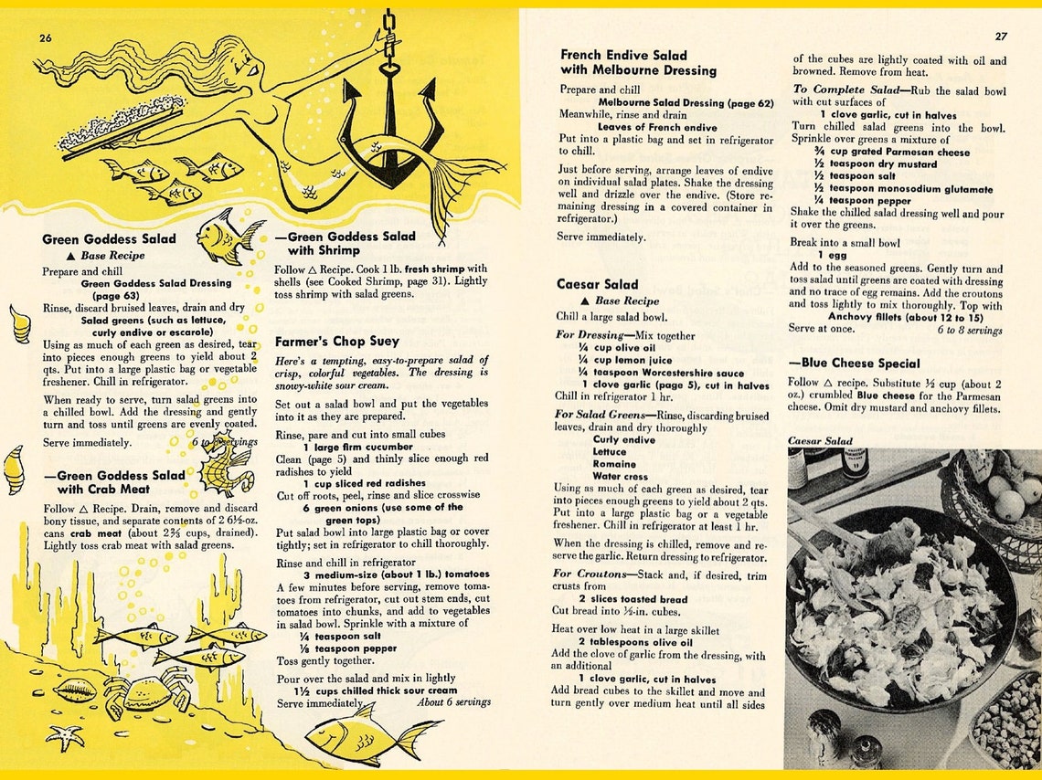 1965 Salads and Salad Dressings Recipes Cook Book Culinary Arts