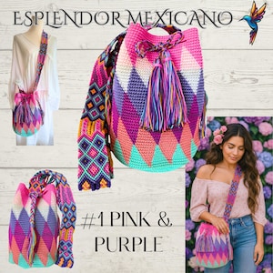 Mexican Handmade Crossbody Tote Bag / Mexican Artisanal Purse / Boho Hippie Tote / Women Purse / Crocheted Bag / Morral / Hecho en Mexico