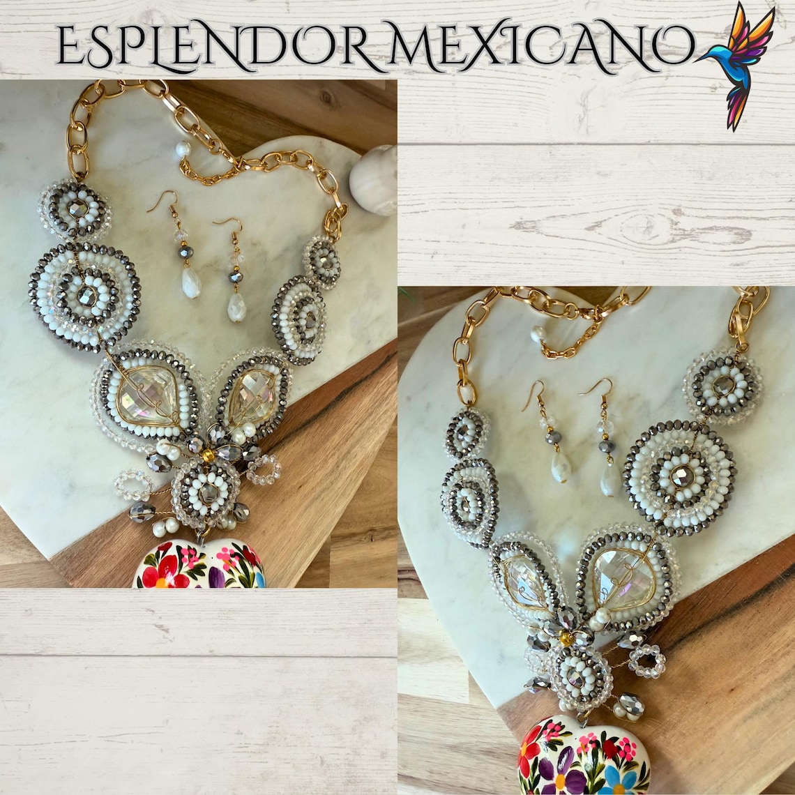 Beautiful Chevron Artisanal Mexican Beaded Jewelry Set- Made by our Oaxaca Artisan Partners main image 1
