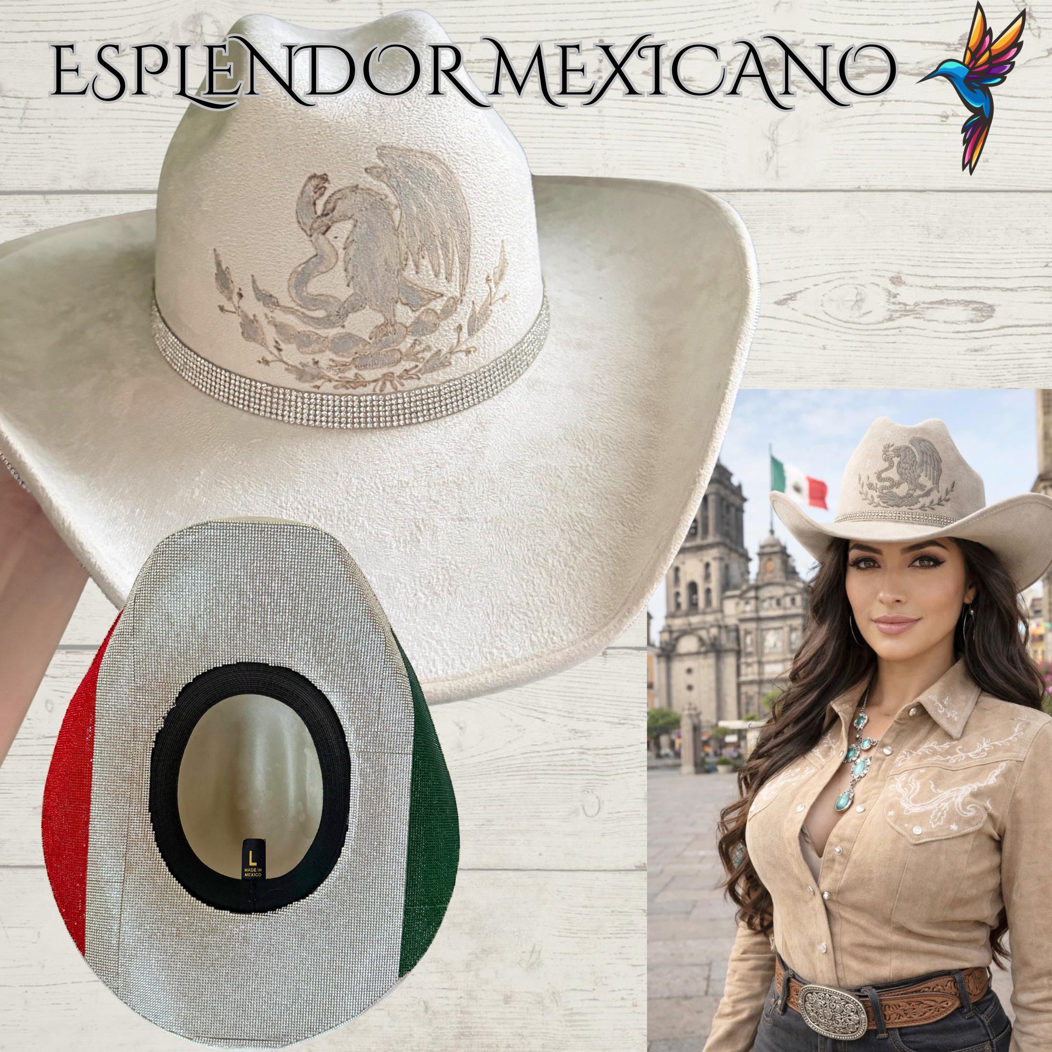 Mexico flag ??Rhinestone Western Hat Mexican Flag Custom Western Outlaw Hard Hat Cowboy Hat | eBay main image 3