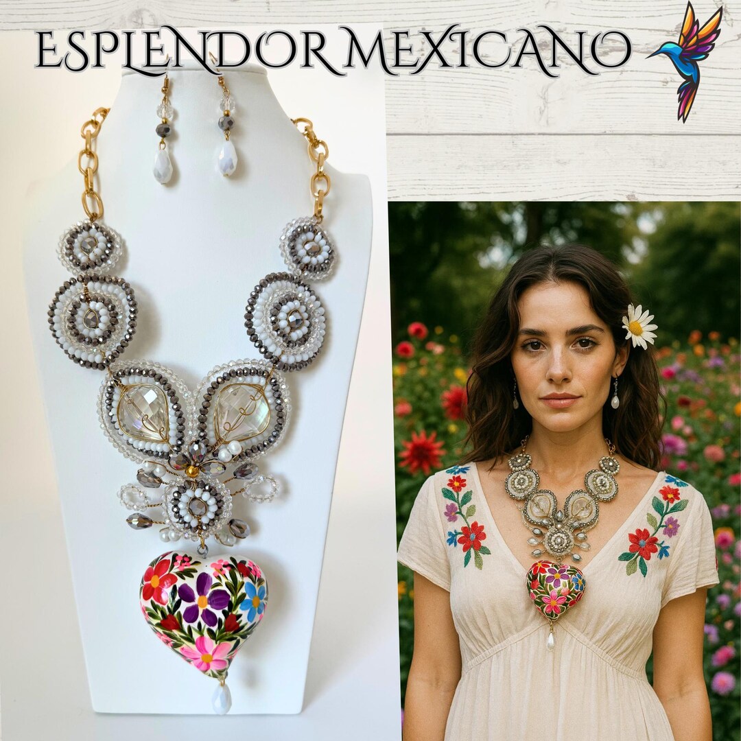 Beautiful Chevron Artisanal Mexican Beaded Jewelry Set- Made by our Oaxaca Artisan Partners main image 0