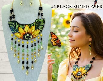 Mexican Artisan Handmade Talavera Clay Barro Necklace Set & matching Earrings/Collar de Talavera Hecho a Mano/Hecho en Mexico/Hand painted