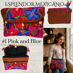 Mexican Handmade Floral Embroidered Artisanal Shoulder Crossbody Bag Purse/Gift/Colorful Flowers/Traditional Mexican Bag/Boho-Hippie Style