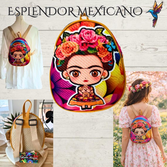 Mexican Handmade Frida Backpack/ Handmade With Eco-friendly  display picture 1