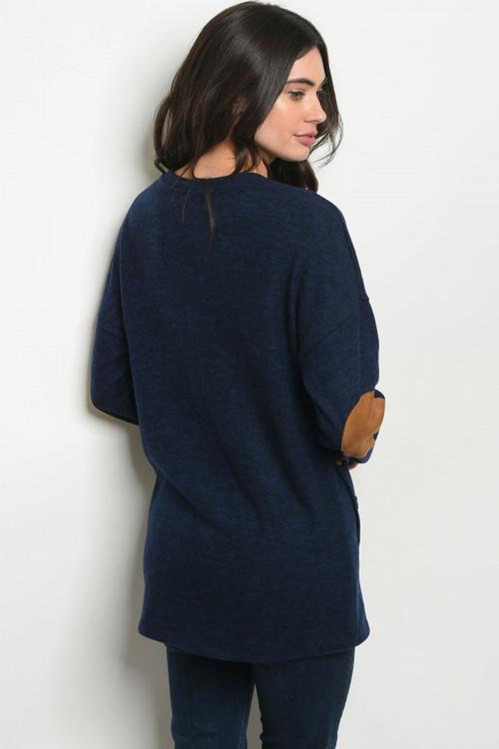 Suede Elbow Patch Tunic Top Etsy