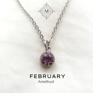 Februar Geburtsstein Halskette, Amethyst Halskette, Swarovski Kristall Halskette, Amethyst Geburtsstein, Silber Halskette, Geburtstag Geschenkidee, Geschenk