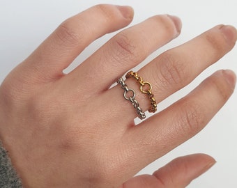 Delicate Chain Ring: Gold or Silver Plated Stainless Steel, Made to Measure