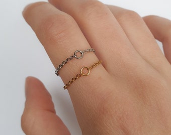 Dainty Stainless Steel Chain Ring: Minimalist Stackable Ring