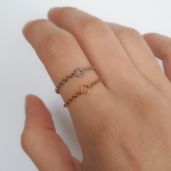 Dainty Chain Ring, Stackable Thin Ring, Minimal Chain Ring, Gold Ring, Silver Chain Ring, Gold Chain Ring, Delicate Chain Ring, Trending Now