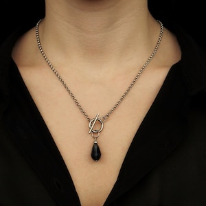 Silver Toggle Necklace, Toggle Clasp Chain Necklace, Paperclip Link Chain, T-Bar Necklace, Silver Long Toggle Necklace, Women Necklace, Gift