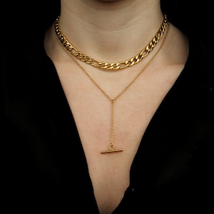 Gold T Bar Halskette, zierliche Gold Halskette, Layered Halskette, Lariat Y Halskette, T Bar Halskette Gold, Silber T Bar Halskette, Minimal Halskette