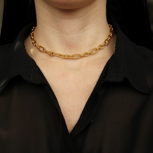 Gold Chunky Chain Choker: Stainless Steel Necklace