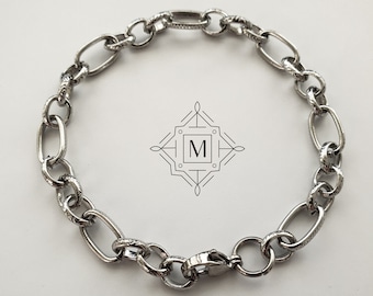 Pulsera de eslabones gruesos de plata / Cadena de acero inoxidable / Pulsera extragrande