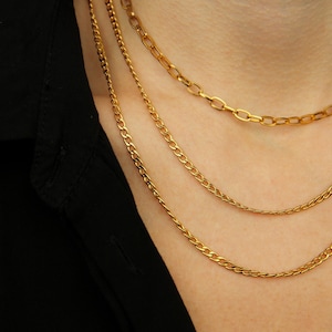 Gold Chain Necklace, Curb Chain Necklace, Gold Plated Stainless Steel, Layered Gold Necklaces, Gold Link Chain, Chain Necklaces, Gift Idea