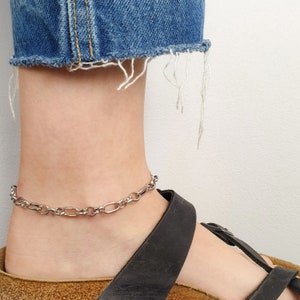 Silver Chunky Chain Anklet, Silver Chain Anklet, Chunky Chain Bracelet Anklet, Summer Anklet, Waterproof Anklet, Unisex Anklet, Gift Idea