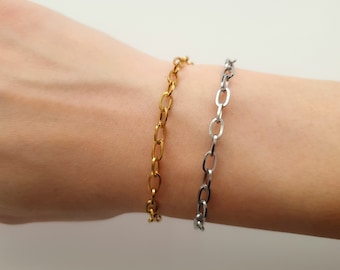 Paperclip Bracelet, Link Chain Bracelet, Silver Paperclip Chain, Silver Chain Bracelet, Gold Bracelet, Silver Bracelet, Oversized Bracelet