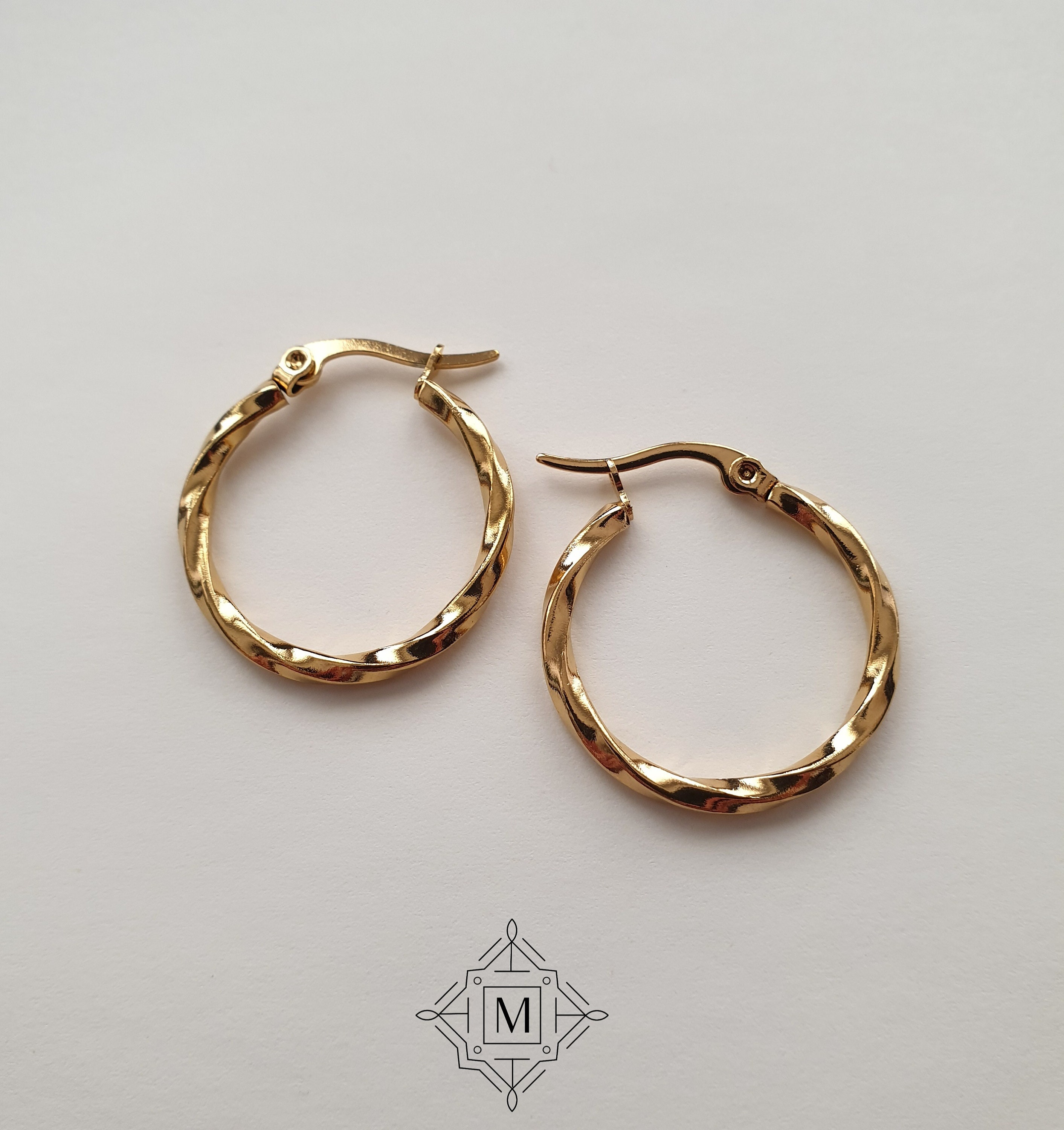 Gold Twisted Hoop Earrings Women Gold Earrings Gold Plated - Etsy