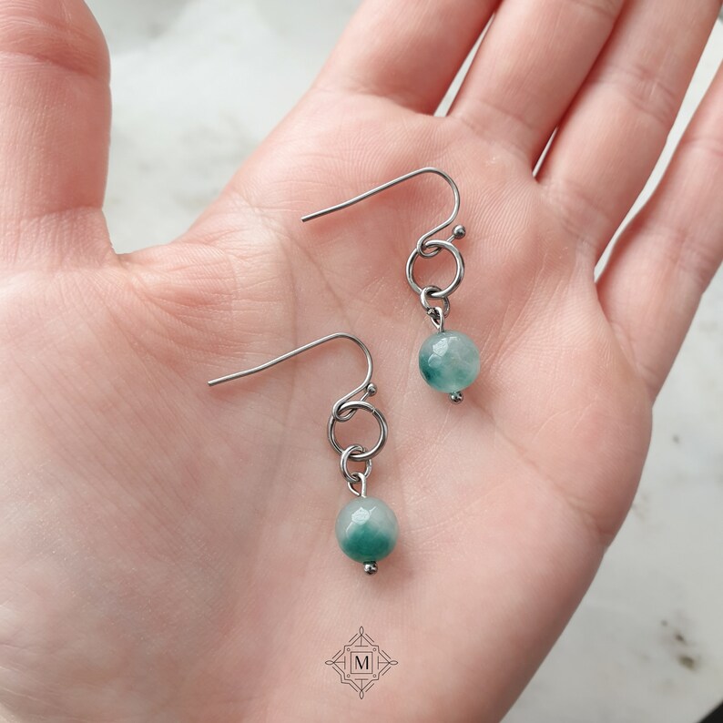 Jade Earrings Silver Jade Dangle Earrings Silver Drop Etsy