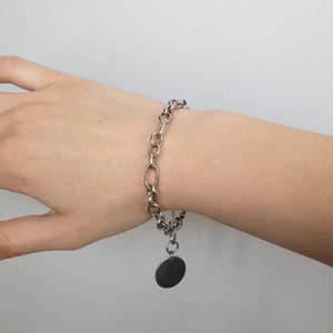 Chunky Chain Bracelet, Silver Bracelet, Silver Disc Bracelet, Stainless Steel Bracelet, Chain Bracelet, Oversized Bracelet, Chunky Bracelet