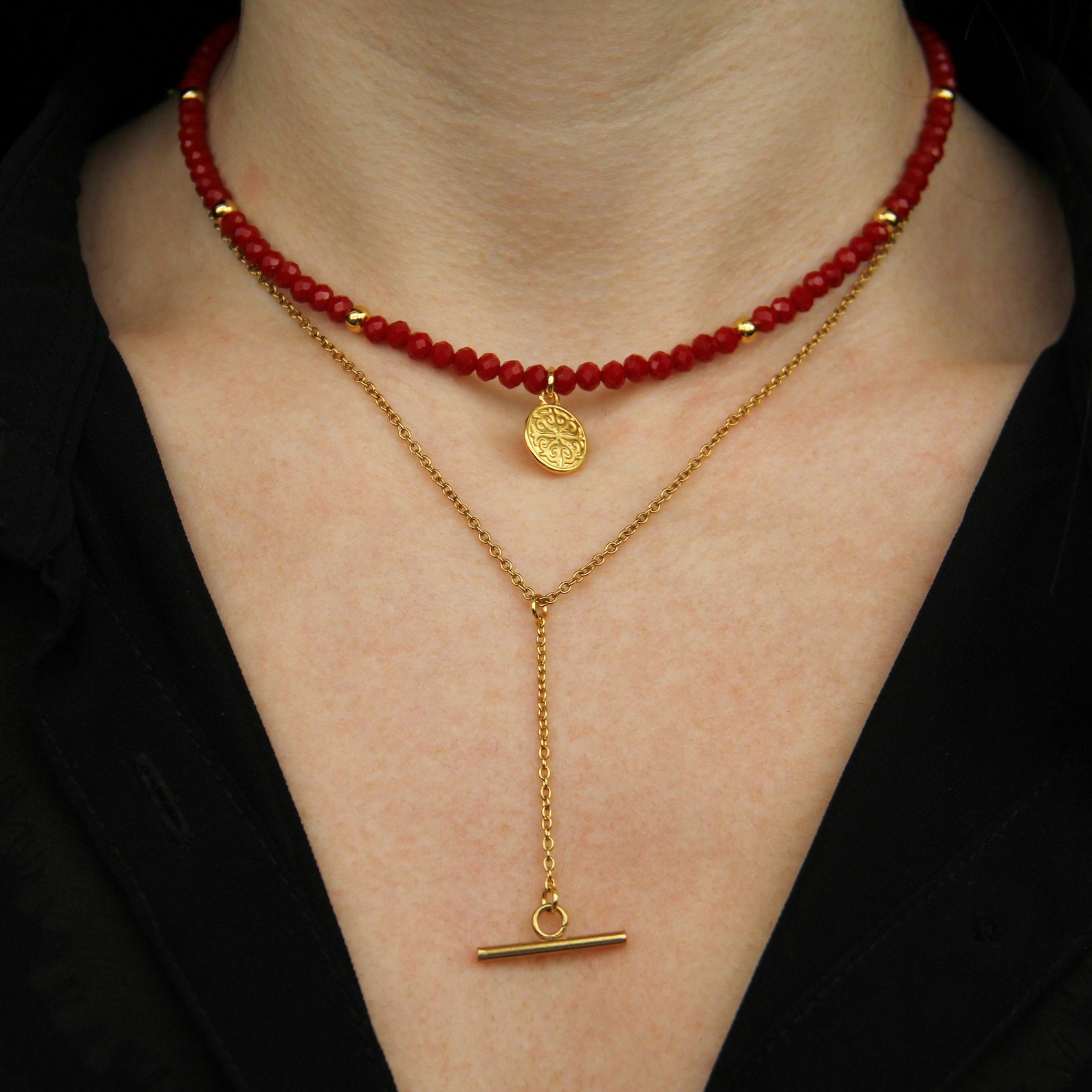 Red Beaded Choker main image 1