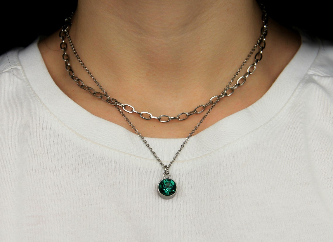 Collier Bamboleo Vert émeraude - Longueur 90cm, émail Sur Zamac, Neuf Avec étiquettes