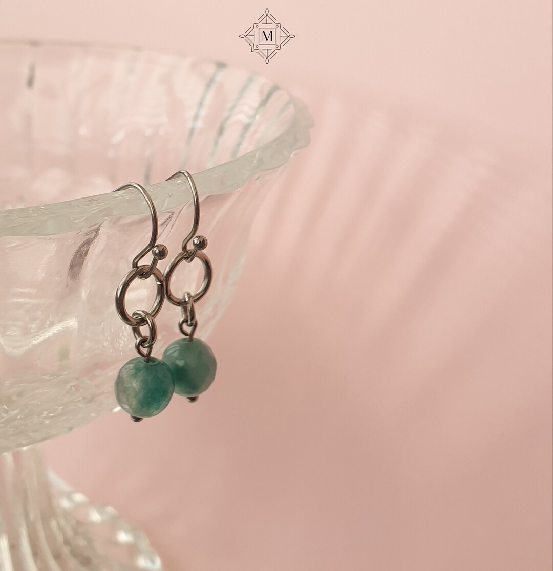 Jade Earrings Silver Jade Dangle Earrings Silver Drop Etsy