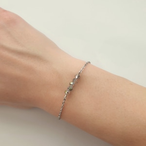 Dainty Silver Bracelet, Silver Crystal Bracelet, Delicate Silver Bracelet, Thin Silver Bracelet, Bridesmaid Gift, New Mom Gift, Women Gift