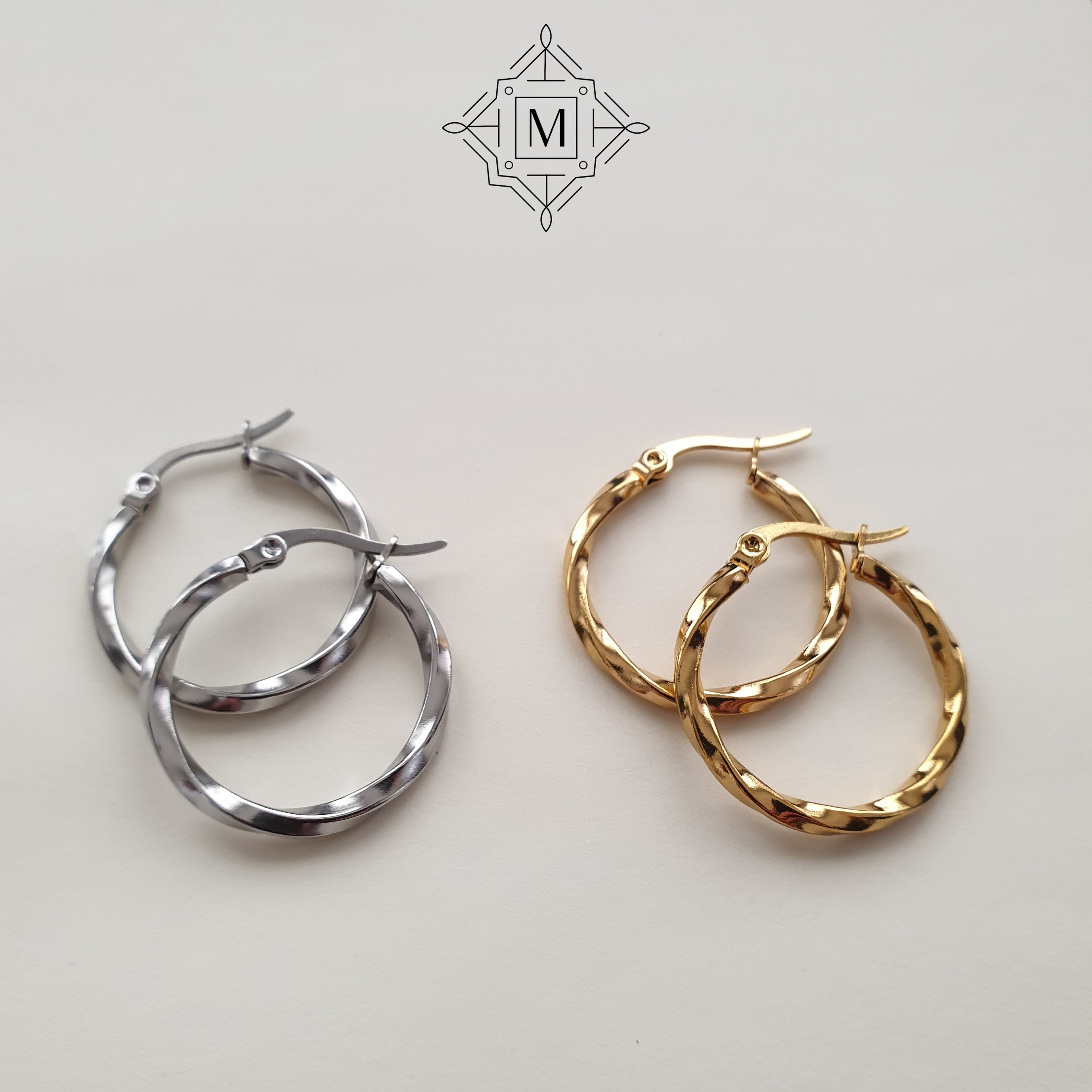 Gold Twisted Hoop Earrings Women Gold Earrings Gold Plated - Etsy