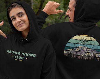 Rainier Hiking Club Front & Back Hoodie | Rainier National Park Hoodie