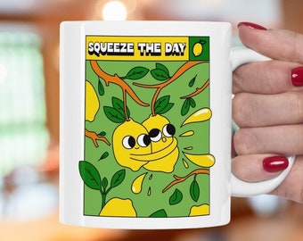 Squeeze The Day Mug | Fruit Saying Mug | Lemons Mug