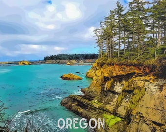 Oregon Coast Poster | Oregon Wall Art | Pacific Northwest Art