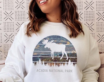 Acadia National Park Vintage Moose Unisex Sweatshirt