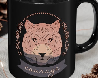 Courage Tiger Face Mug, Sugar Skull Style Tiger 11oz Mug